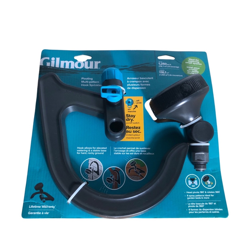 Gilmour Pivoting Multi-Pattern Hook Sprinkler. New